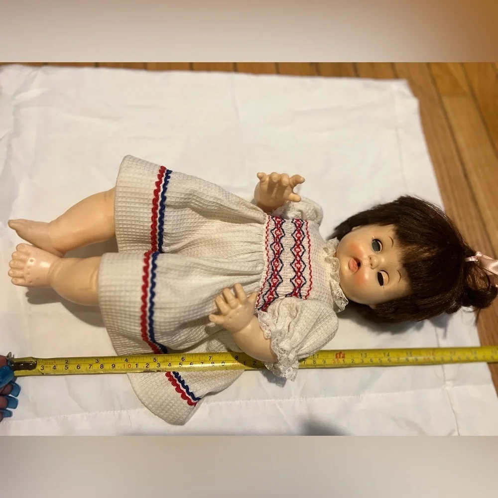 Vintage 1968 Affanbee Doll Rare Brown Hair Red Cheeks 18” Long - Picture 5 of 8